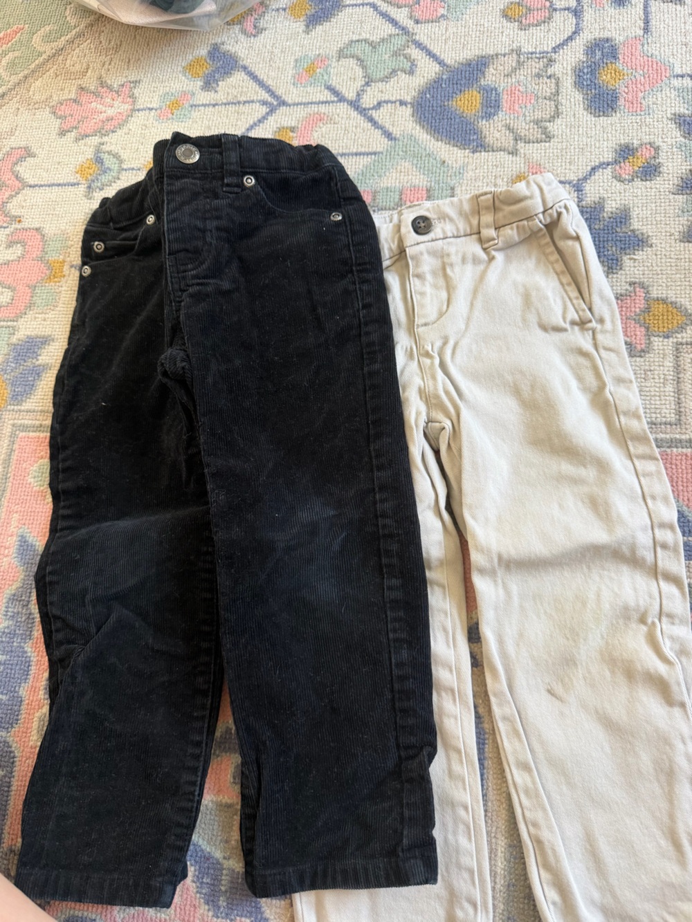 Janie and Jack Cream and Black Corduroy Pants Set